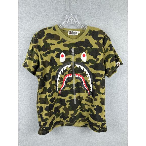 Bathing Ape World Gone Mad Monster Shirt Size L‎ Green Camo Short Sleeve Tee - Picture 1 of 9